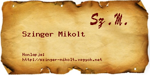 Szinger Mikolt névjegykártya